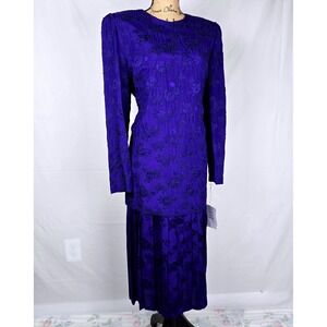 Sarah Elizabeth Vintage Amethyst Purple Floral Embroidered Dress Size 12 NWT